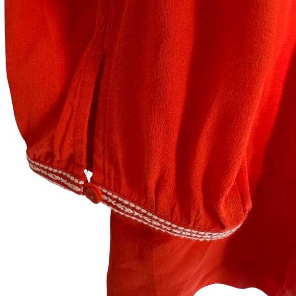 ba&sh Paris Amber Blouse Women’s Size Small Coral Embroidered V-Neck 3/4 Sleeve - Picture 6 of 9
